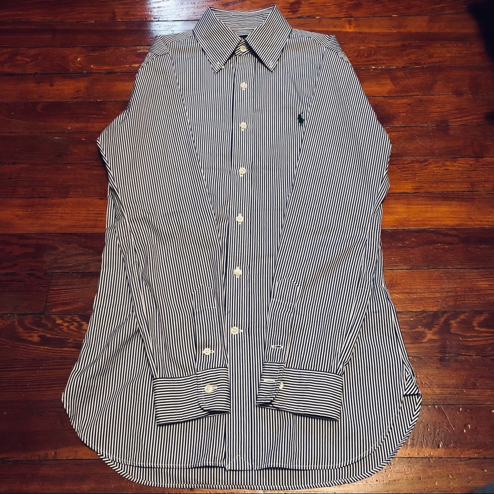 Ralph Lauren Button Up Dress Shirt - Purple Stripe